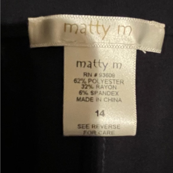 MATTY M size 12 Navy high waist wide leg dress pants flat zip front - Picture 3 of 16